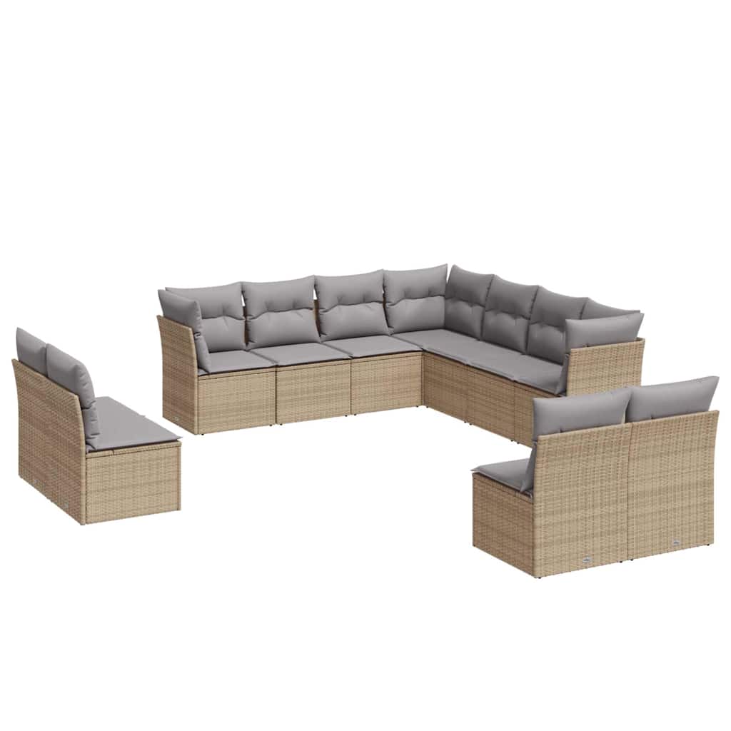 11-dijelni set vrtnih sofa od poliratana s jastucima bež