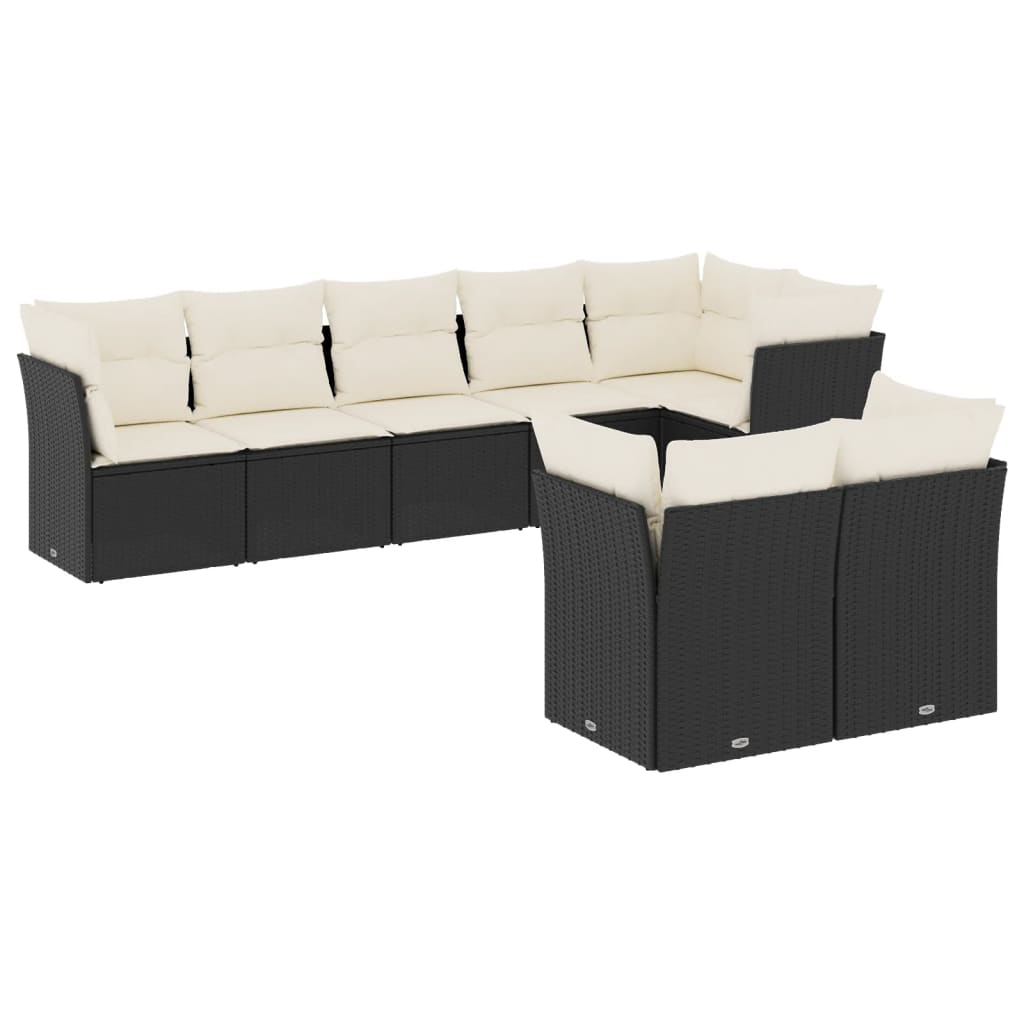 8-dijelni set vrtnih sofa od poliratana s jastucima crni