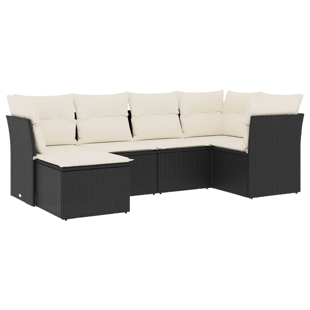 6-dijelni set vrtnih sofa s jastucima crni od poliratana
