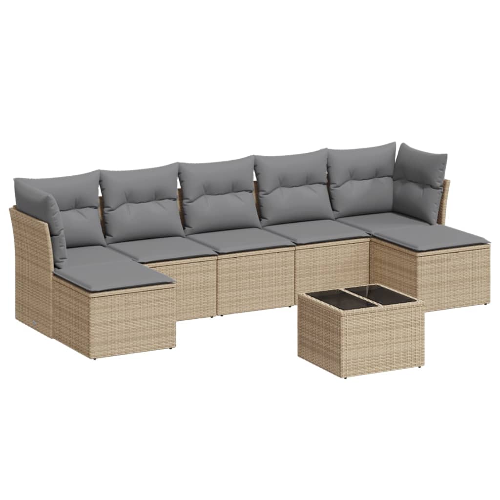 8-dijelni set vrtnih sofa od poliratana s jastucima bež