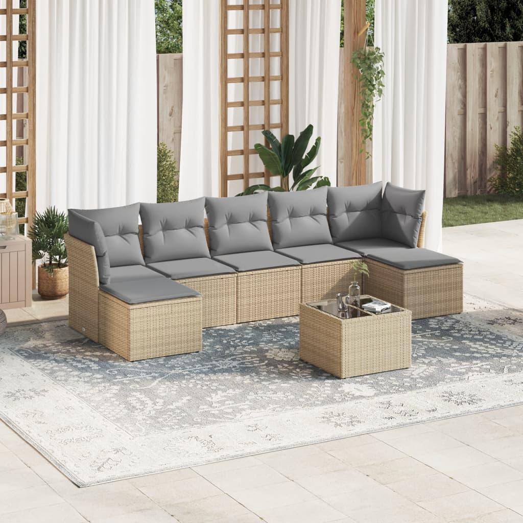 8-dijelni set vrtnih sofa od poliratana s jastucima bež