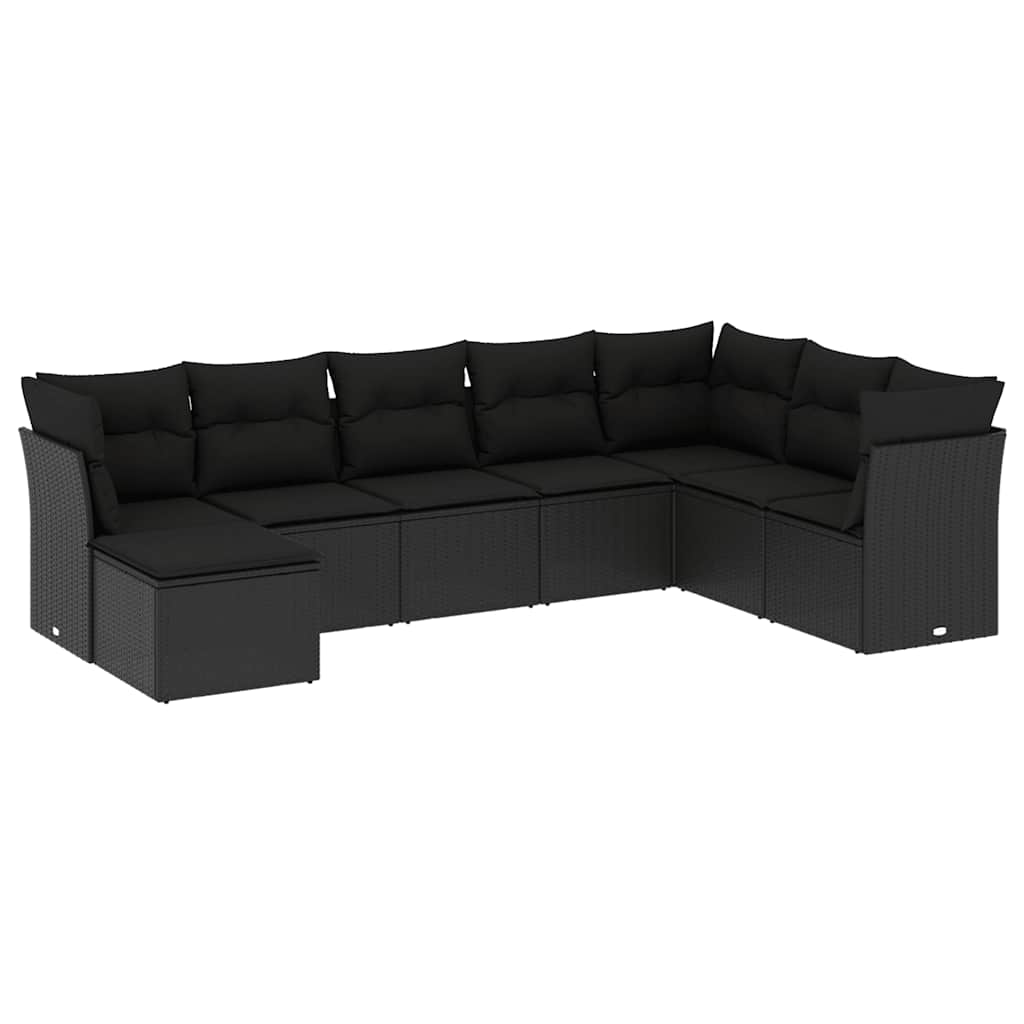8-dijelni set vrtnih sofa od poliratana s jastucima crni