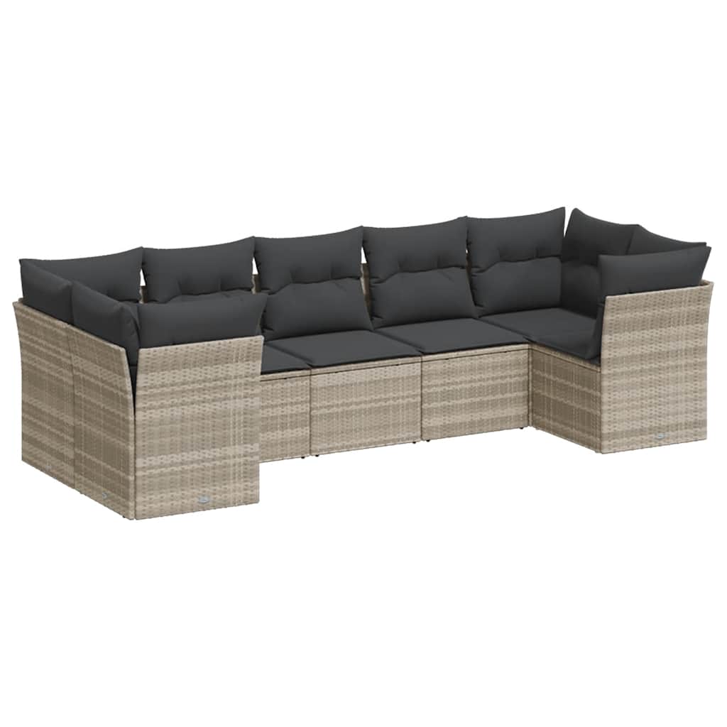 7-dijelni set vrtnih sofa svjetlosivi od poliratana
