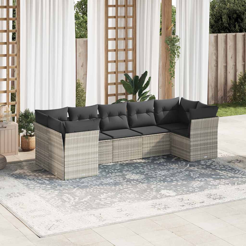 7-dijelni set vrtnih sofa svjetlosivi od poliratana