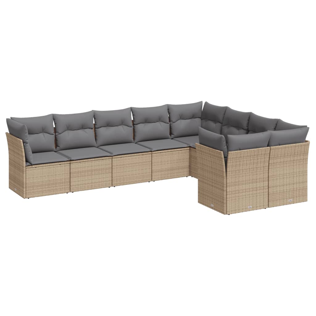 9-dijelni set vrtnih sofa s jastucima bež od poliratana