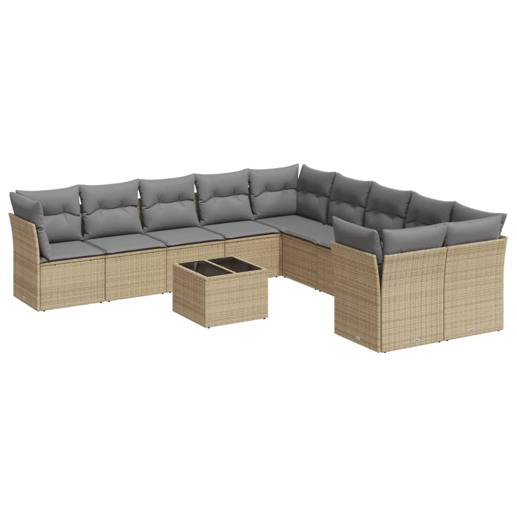 11-dijelni set vrtnih sofa od poliratana s jastucima bež