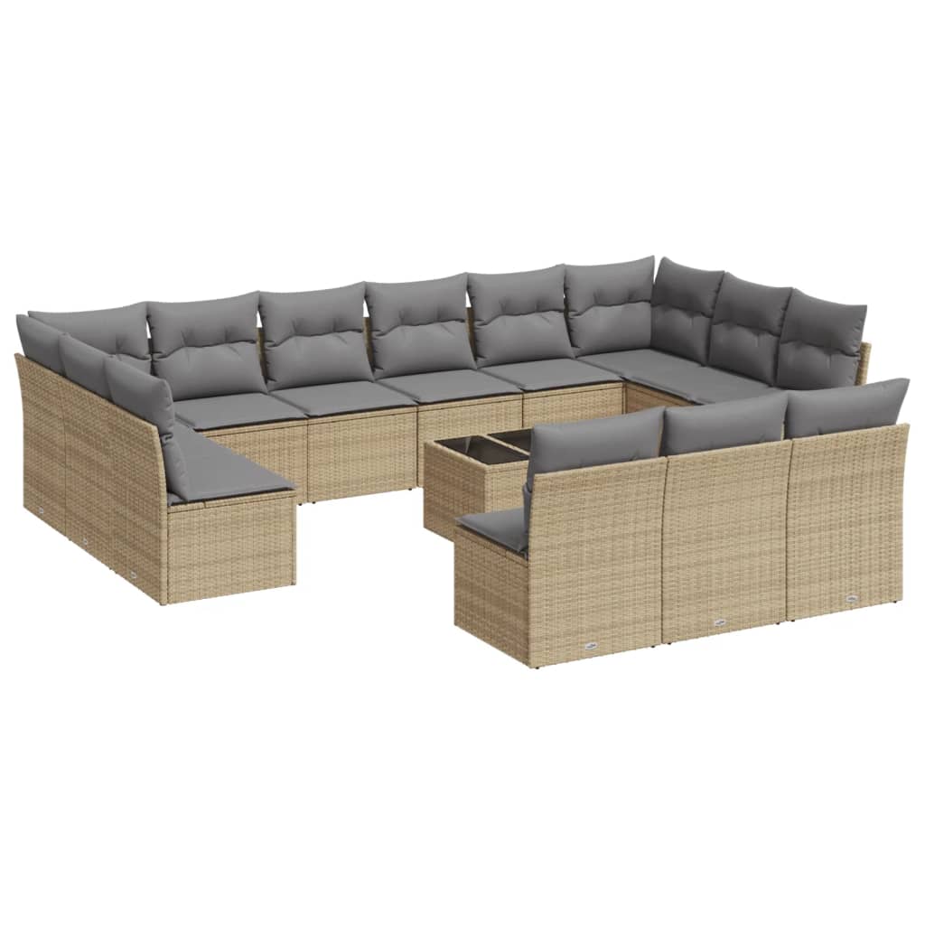 14-dijelni set vrtnih sofa s jastucima poliratan Bež