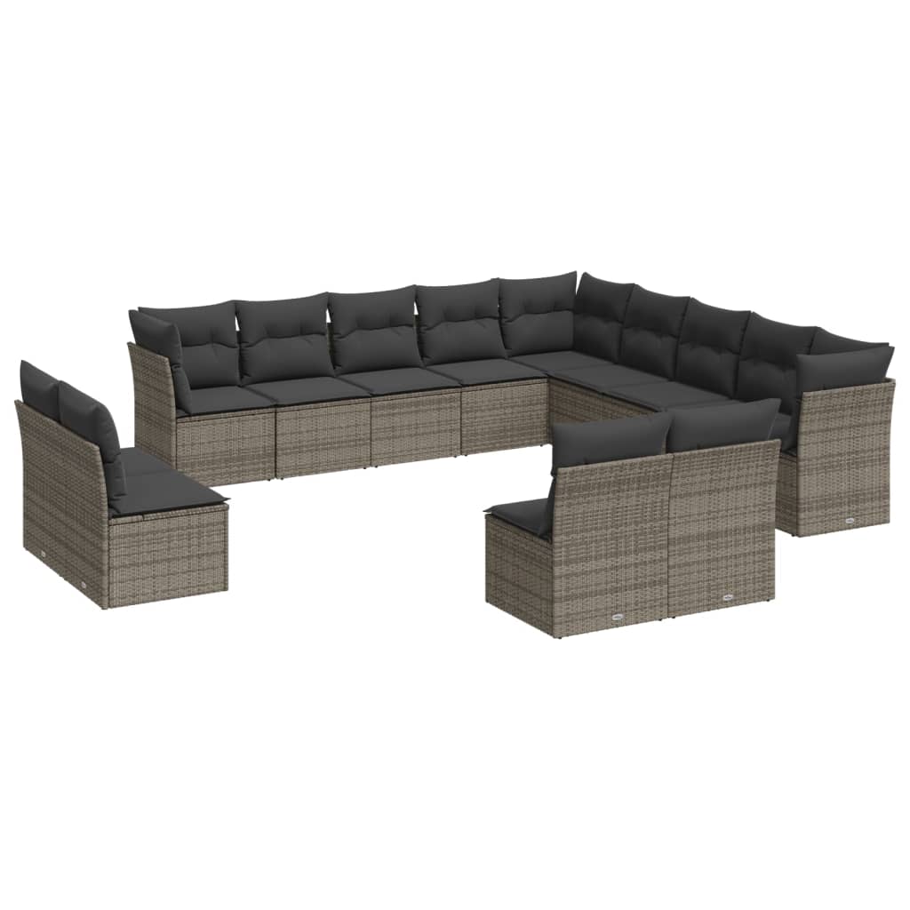 13-dijelni set vrtnih sofa od poliratana s jastucima sivi