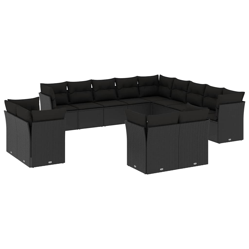 13-dijelni set vrtnih sofa s jastucima poliratan crni