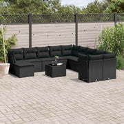 12-dijelni set vrtnih sofa od poliratana s jastucima crni Crna