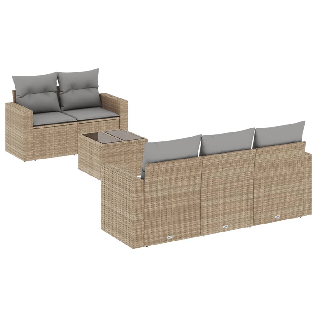 6-dijelni set vrtnih sofa s jastucima bež od poliratana