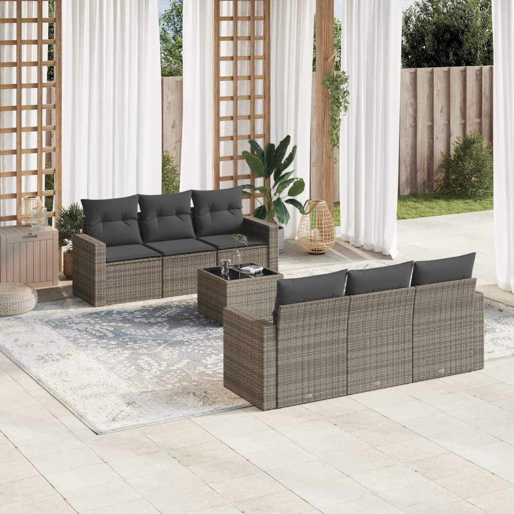 7-dijelni set vrtnih sofa sivi od poliratana