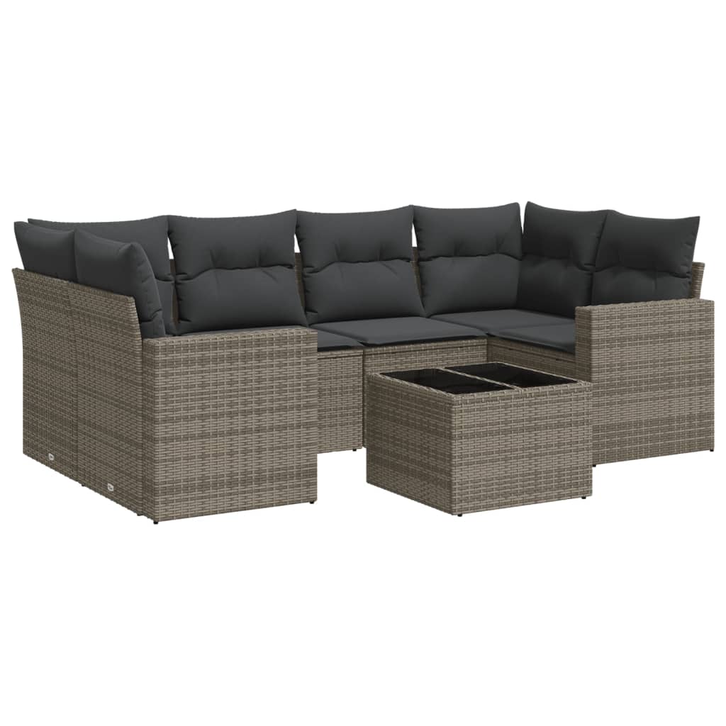 7-dijelni set vrtnih sofa sivi od poliratana
