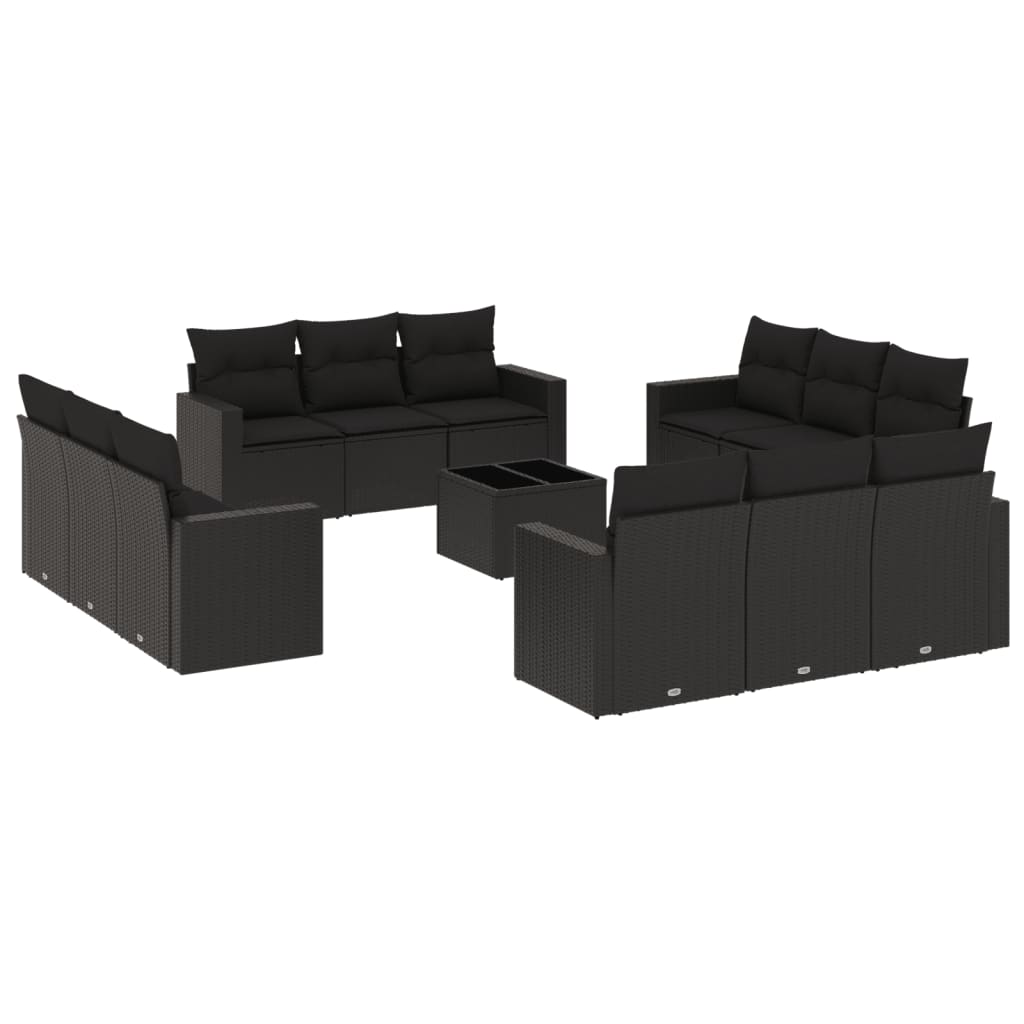 13-dijelni set vrtnih sofa s jastucima poliratan crni