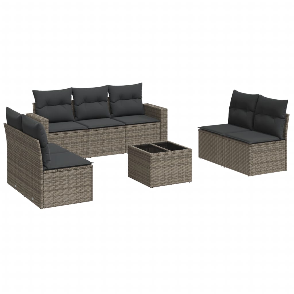 8-dijelni set vrtnih sofa od poliratana s jastucima sivi