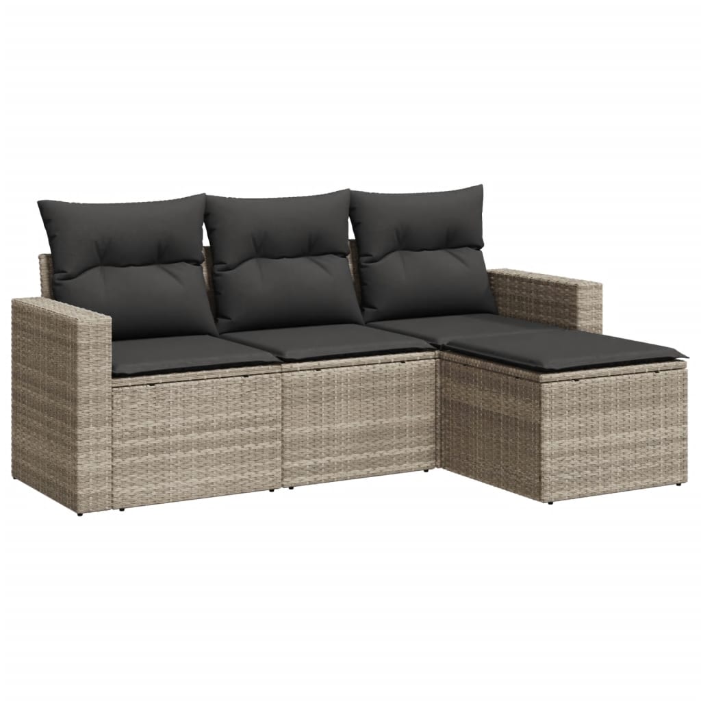 4-dijelni set vrtnih sofa s jastucima svijetlosivi poliratan