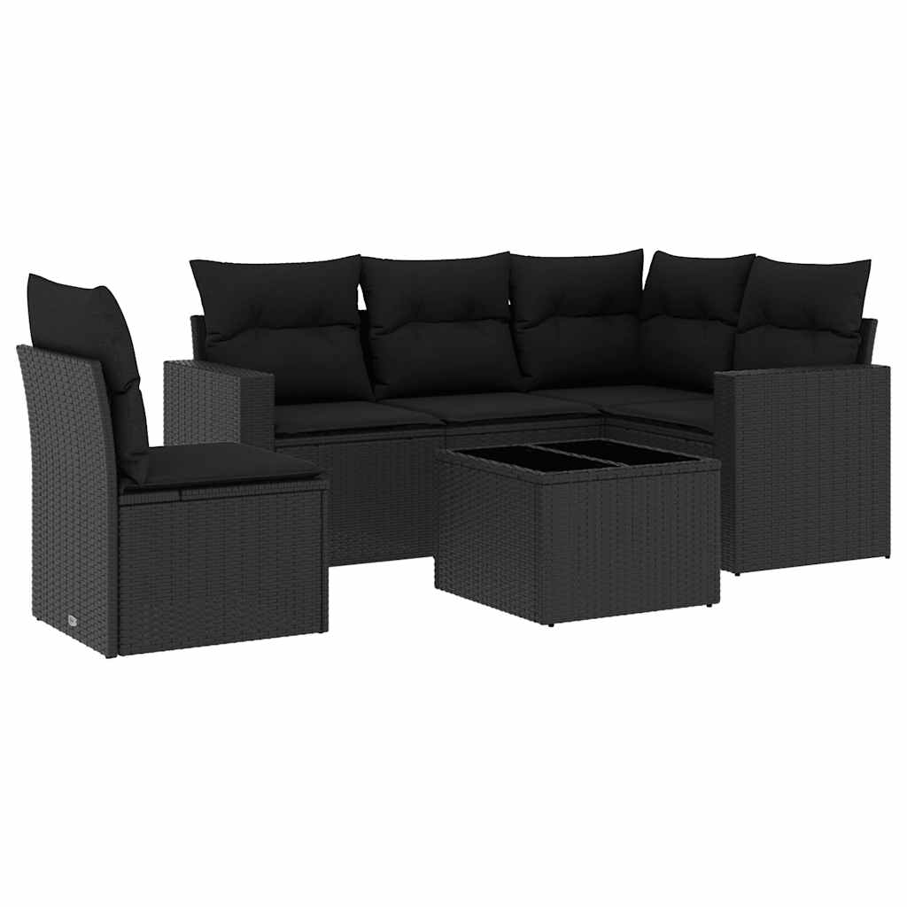 6-dijelni set vrtnih sofa s jastucima crni od poliratana