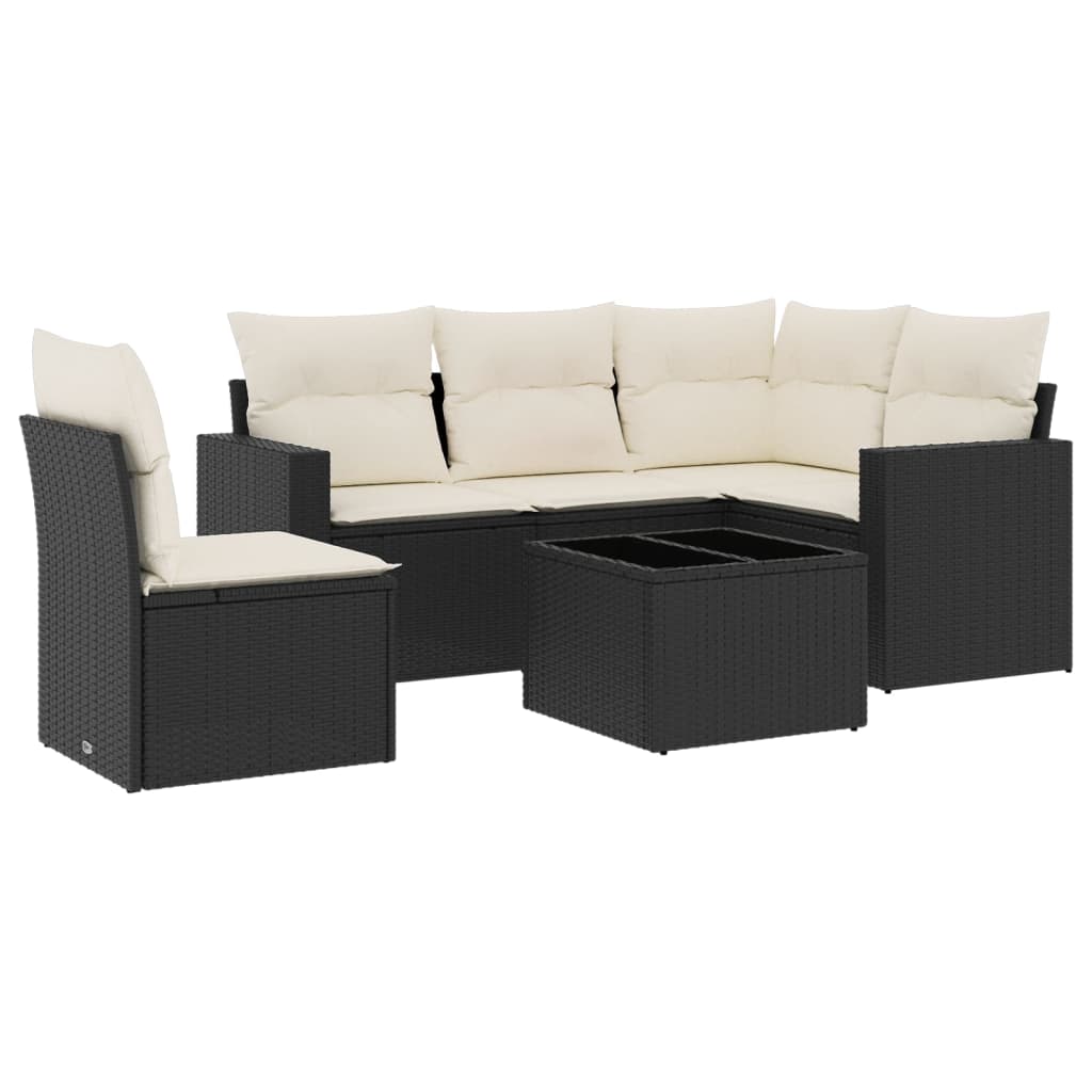 6-dijelni set vrtnih sofa s jastucima crni od poliratana