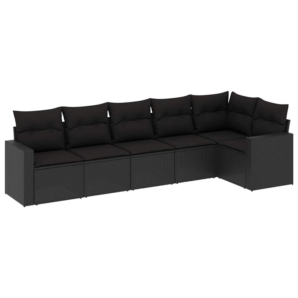 6-dijelni set vrtnih sofa s jastucima crni od poliratana