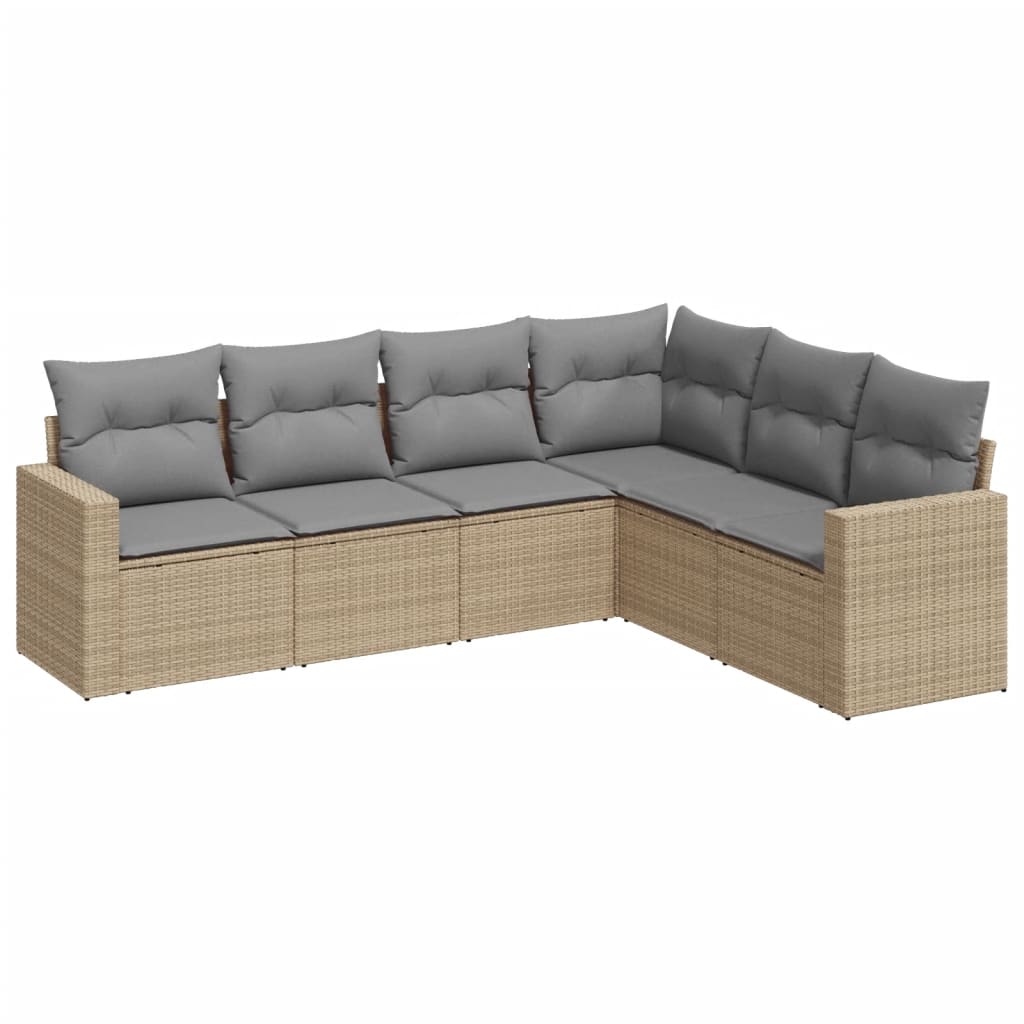 6-dijelni set vrtnih sofa s jastucima bež od poliratana