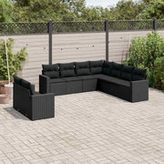 9-dijelni set vrtnih sofa s jastucima crni od poliratana Crna 66 x 62 x 69 cm