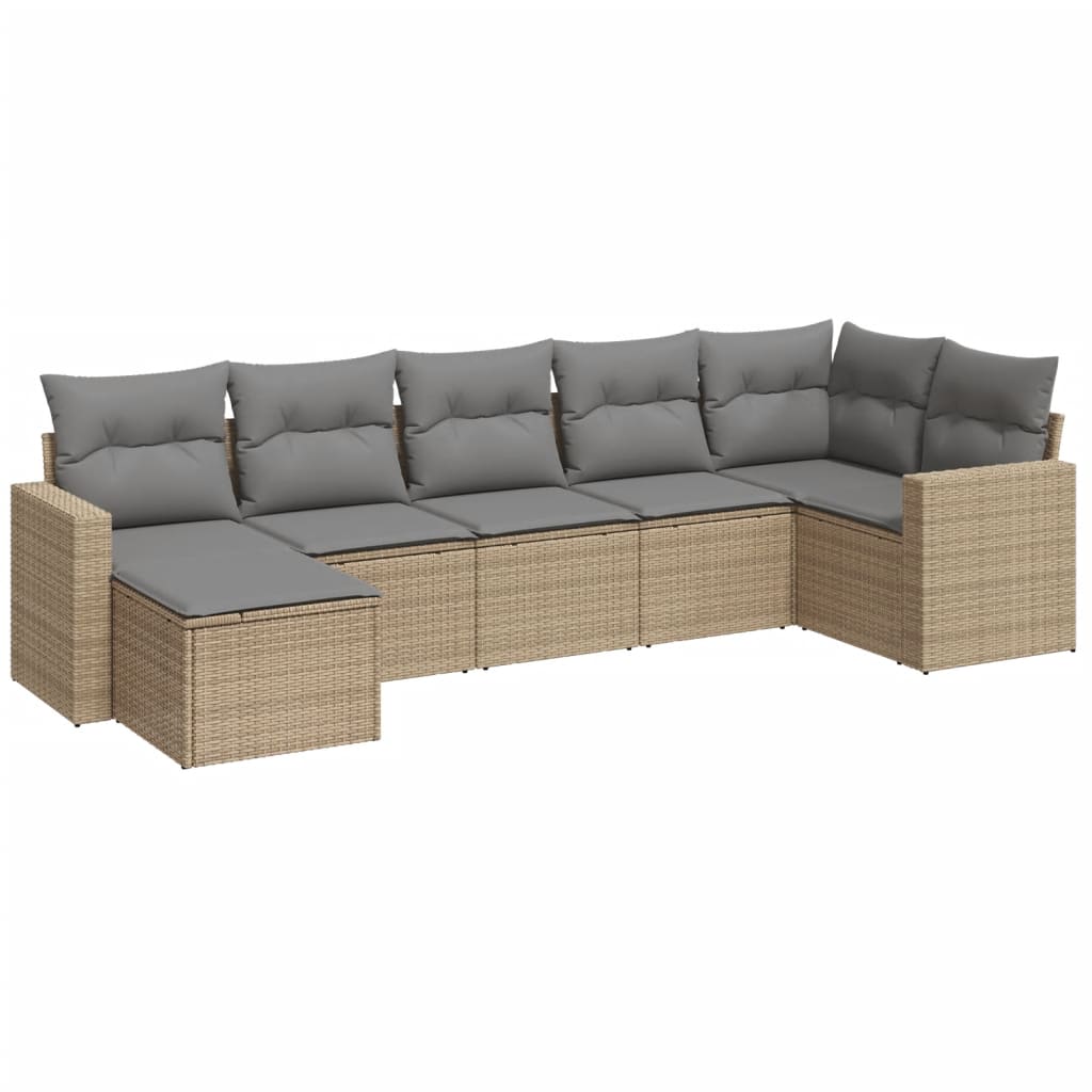 7-dijelni set vrtnih sofa od poliratana s jastucima bež