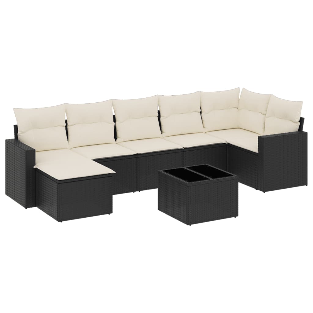 8-dijelni set vrtnih sofa od poliratana s jastucima crni