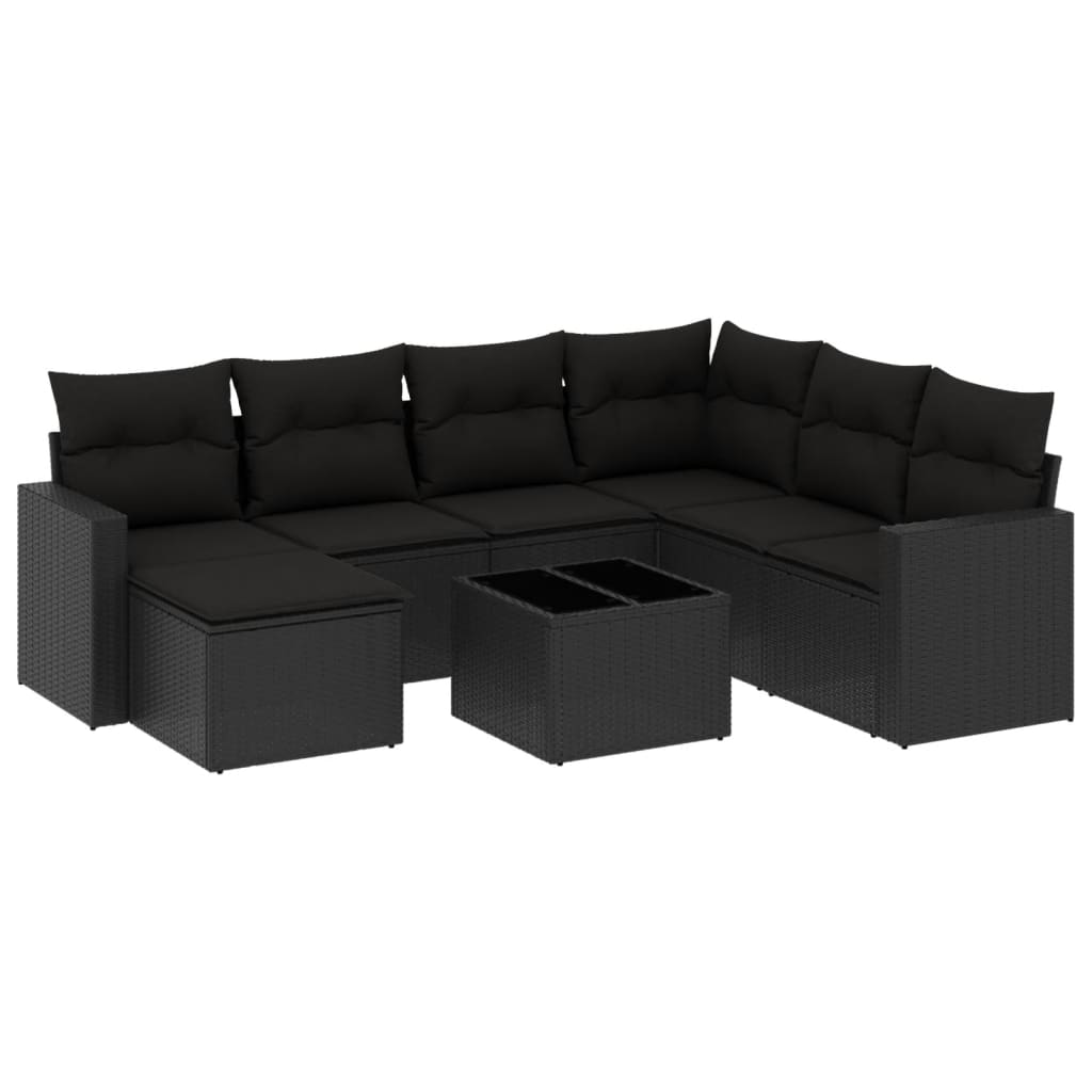 8-dijelni set vrtnih sofa od poliratana s jastucima crni