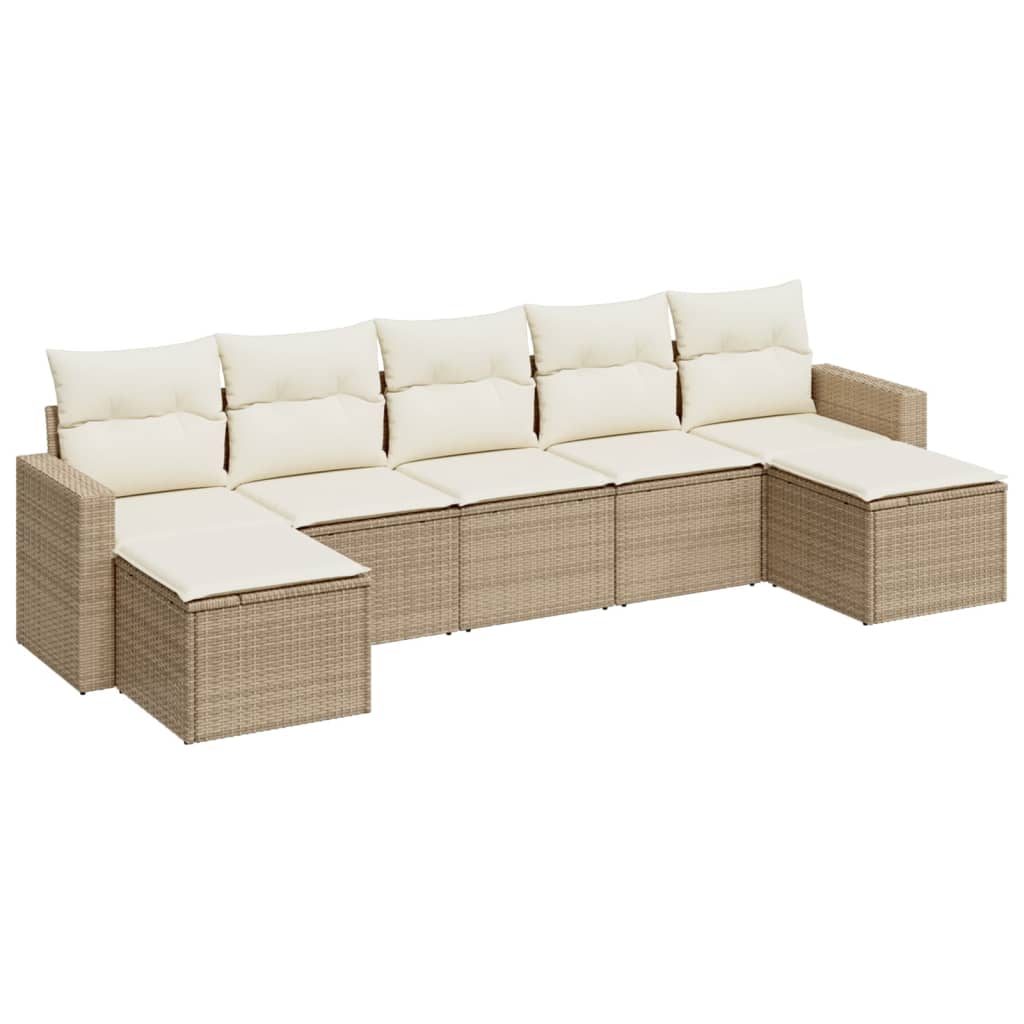 7-dijelni set vrtnih sofa od poliratana s jastucima bež
