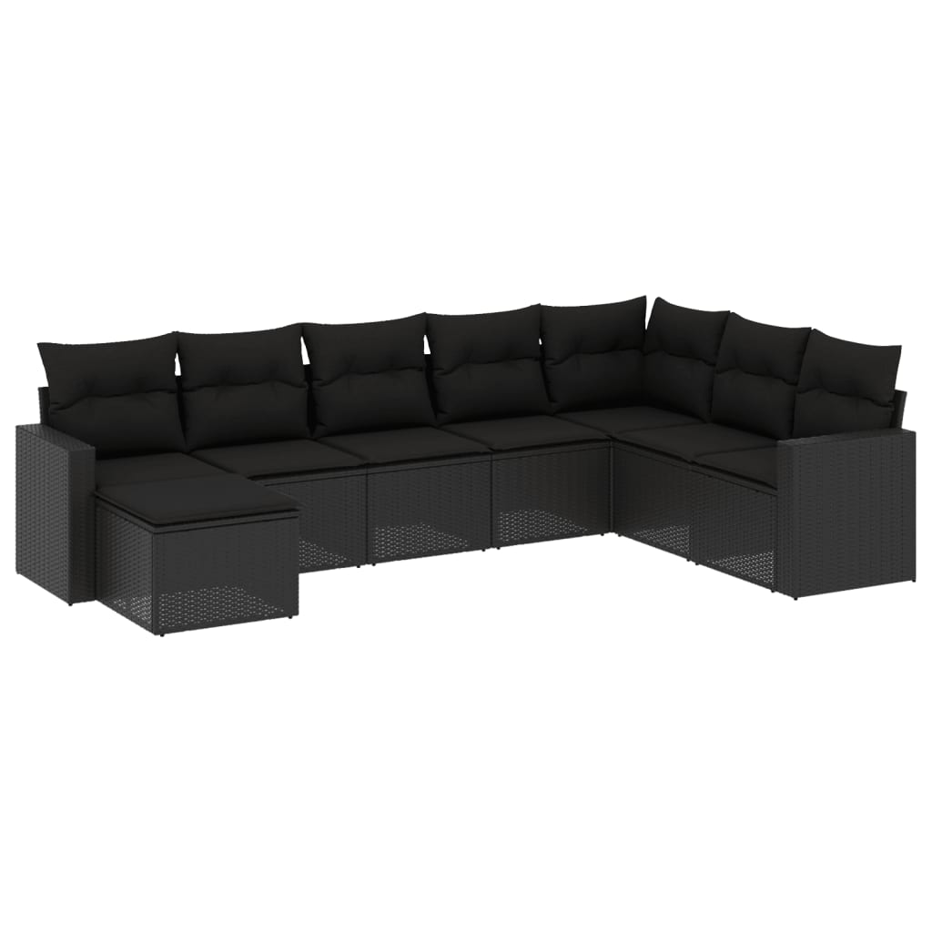 8-dijelni set vrtnih sofa od poliratana s jastucima crni