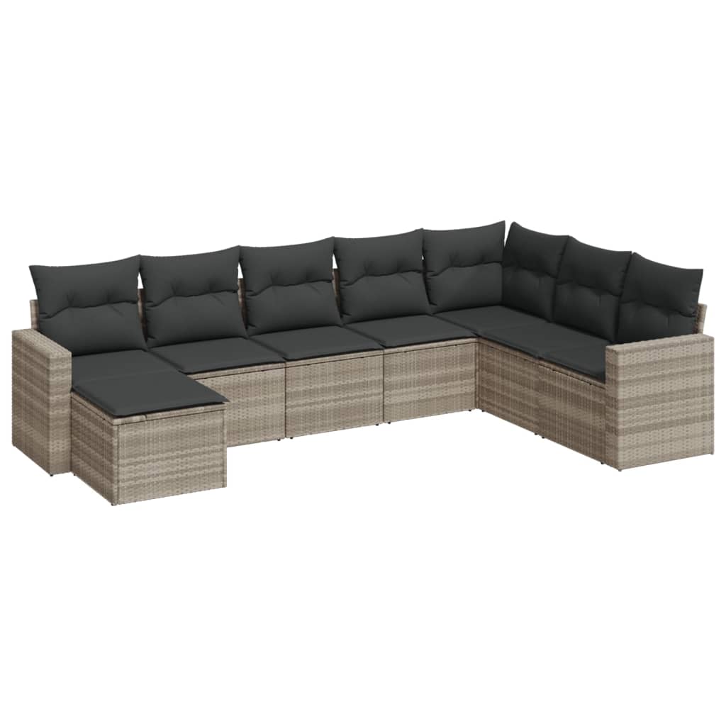 8-dijelni set vrtnih sofa od poliratana s jastucima svjetlosivi