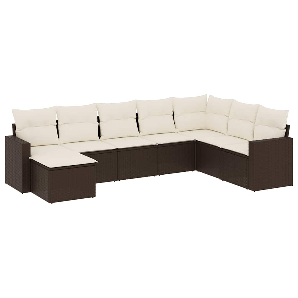 8-dijelni set vrtnih sofa s jastucima smeđi od poliratana