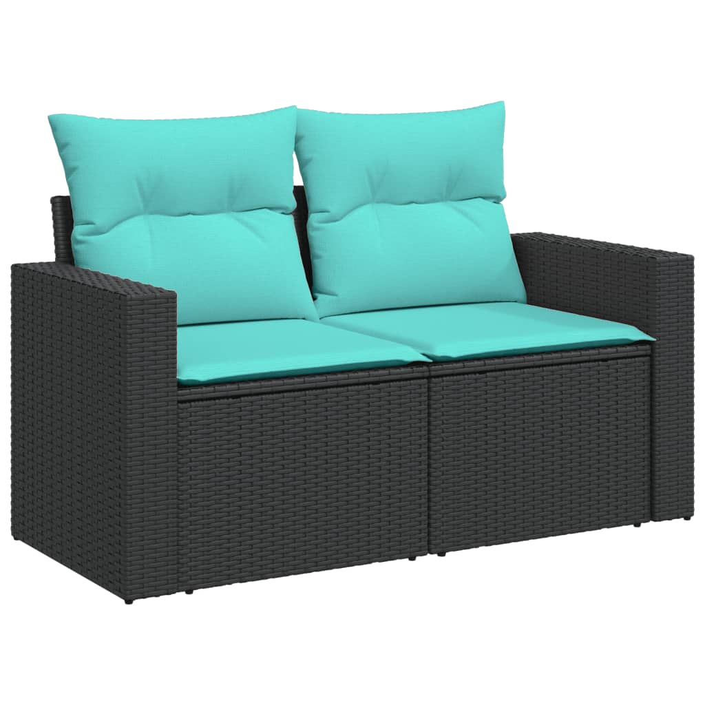 10-dijelni set vrtnih sofa od poliratana s jastucima crni