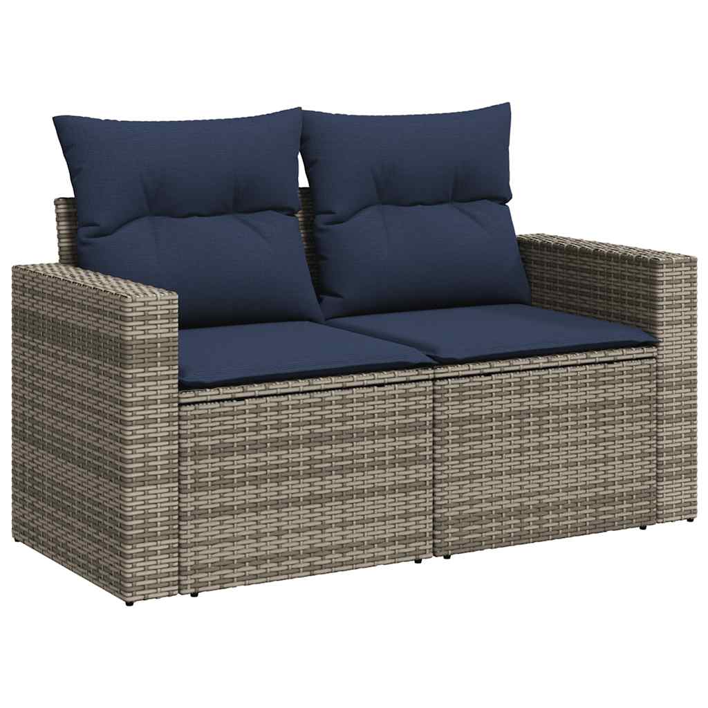 9-dijelni set vrtnih sofa od poliratana s jastucima sivi
