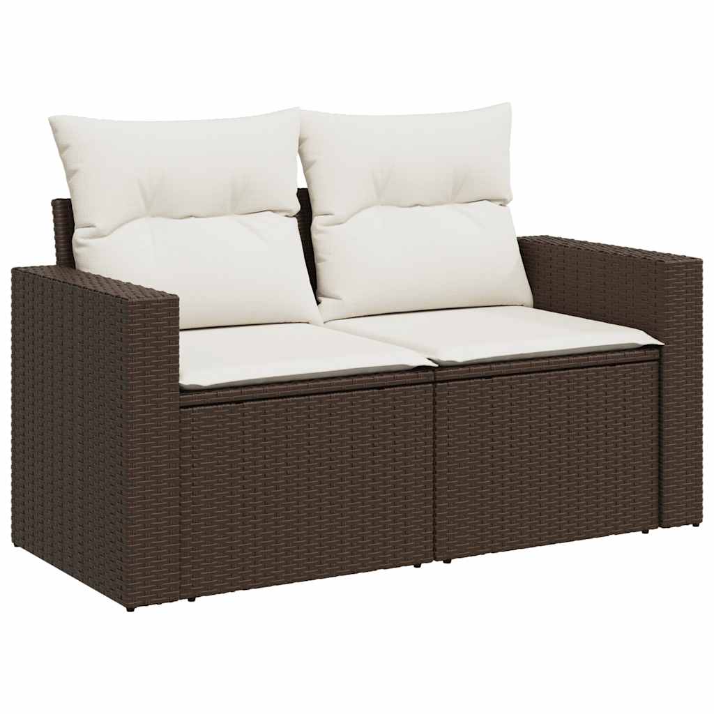 10-dijelni set vrtnih sofa od poliratana s jastucima smeđi