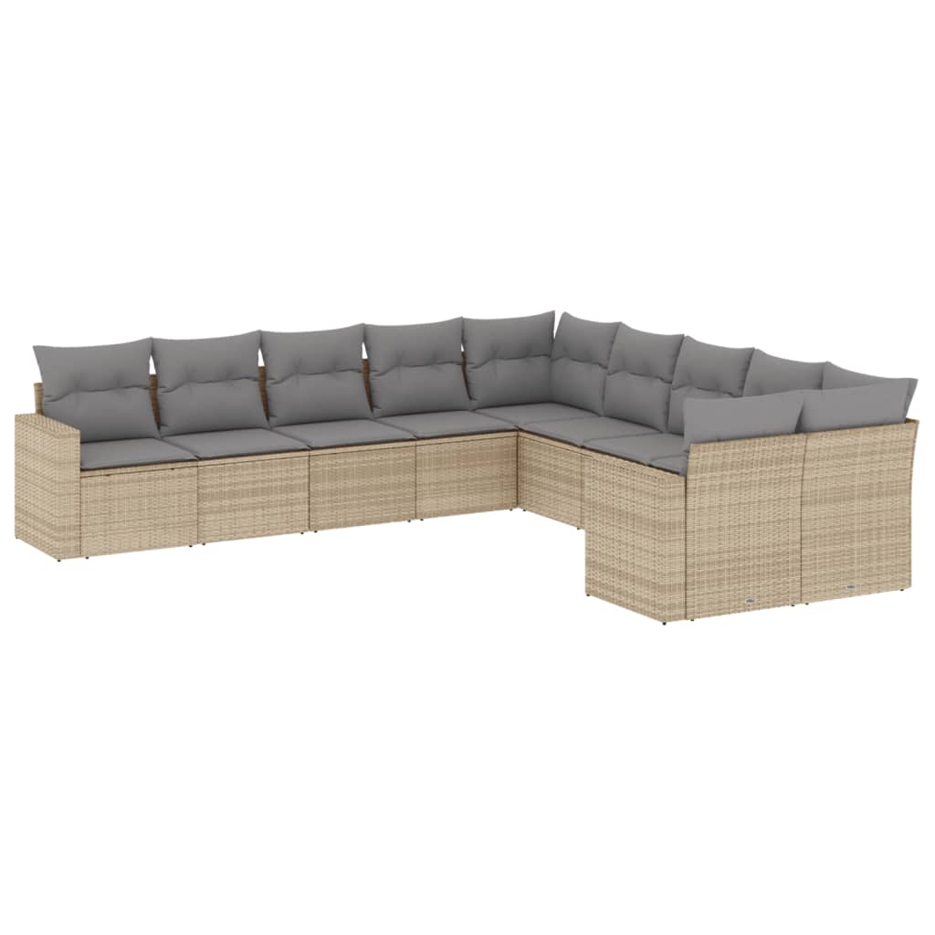 10-dijelni set vrtnih sofa s jastucima bež od poliratana