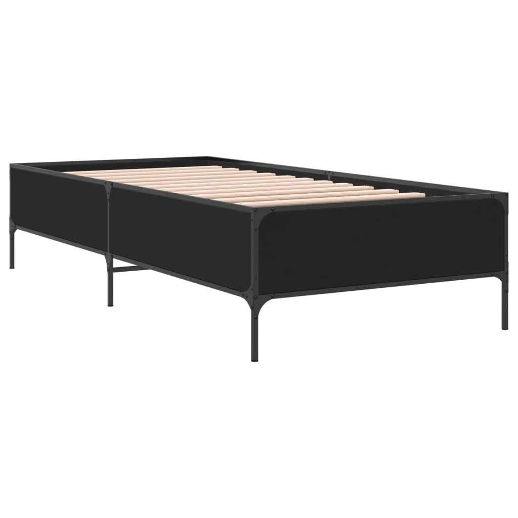 Okvir za krevet crni 100x200 cm konstruirano drvo i metal