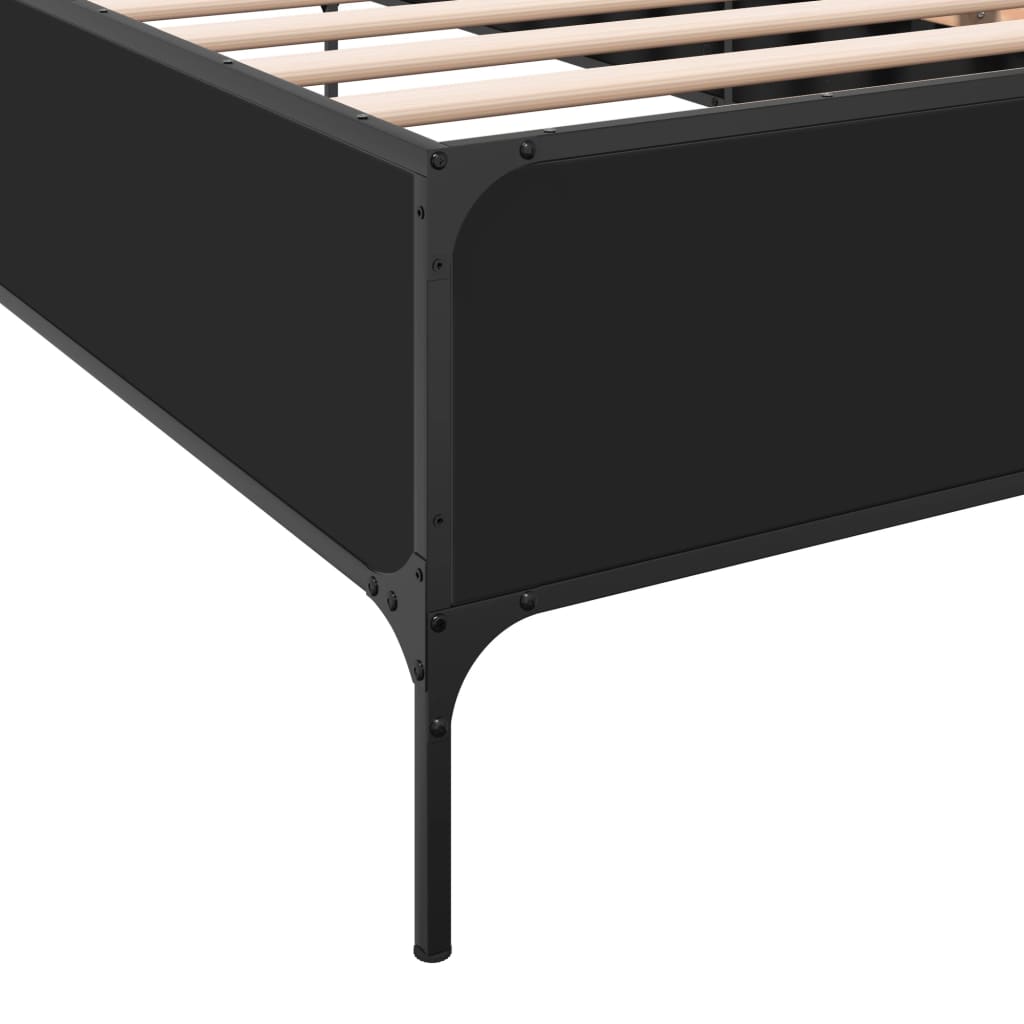 Okvir za krevet crni 100x200 cm konstruirano drvo i metal