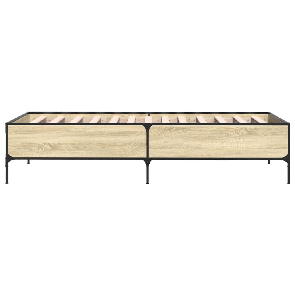 Okvir za krevet boja hrasta 100x200cm konstruirano drvo i metal