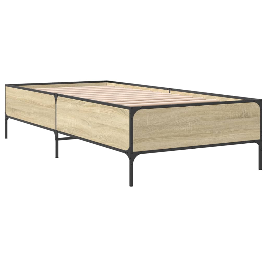 Okvir za krevet boja hrasta 100x200cm konstruirano drvo i metal