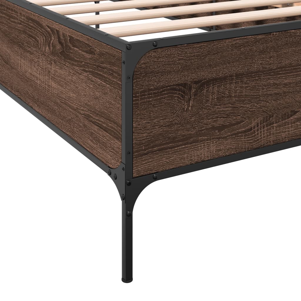Okvir za krevet smeđi hrast 100x200cm konstruirano drvo i metal
