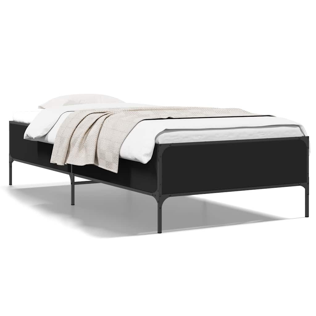 Okvir kreveta crni 90 x 200 cm konstruirano drvo i metal