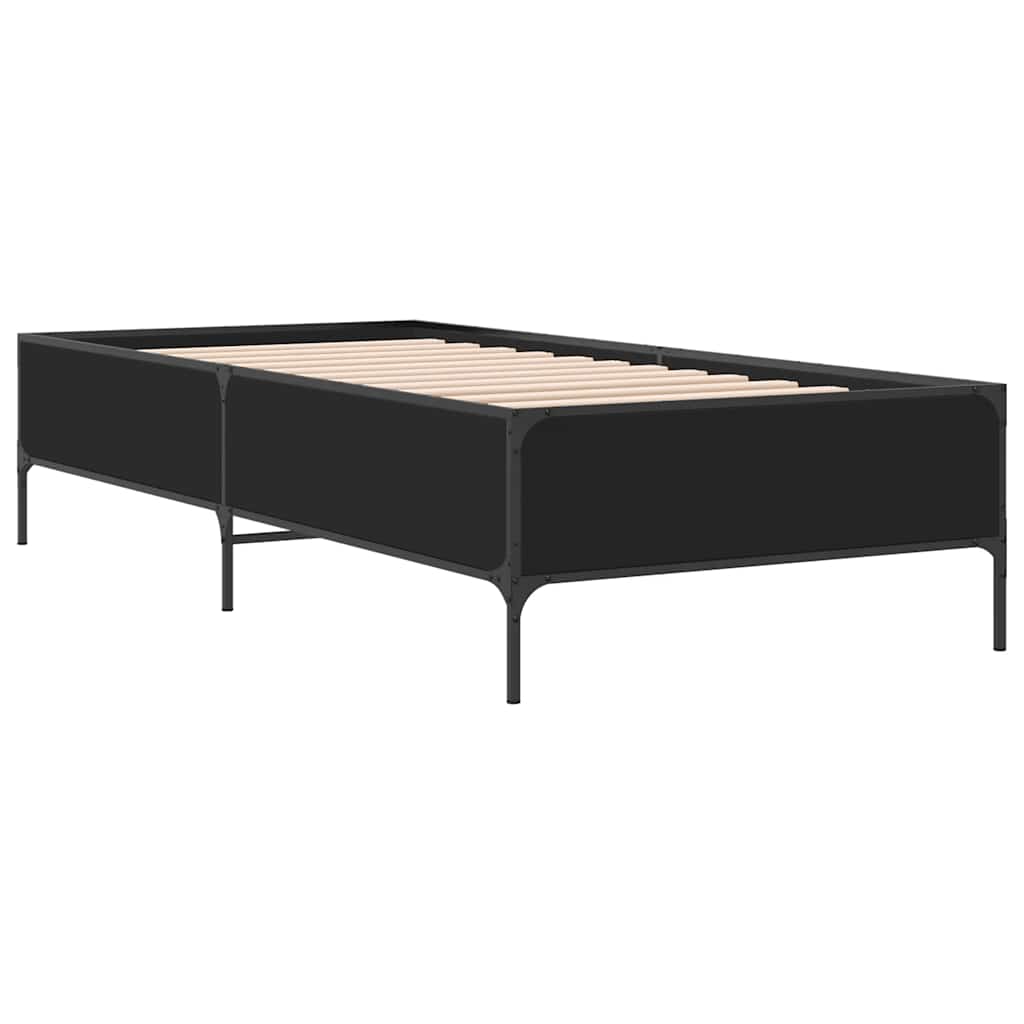 Okvir kreveta crni 90 x 200 cm konstruirano drvo i metal
