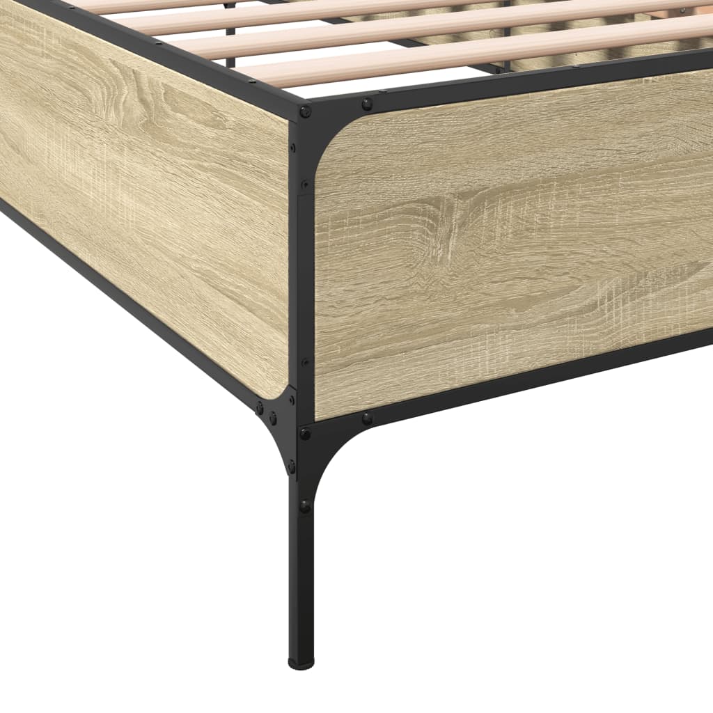 Okvir za krevet boja hrasta 90x200 cm konstruirano drvo i metal