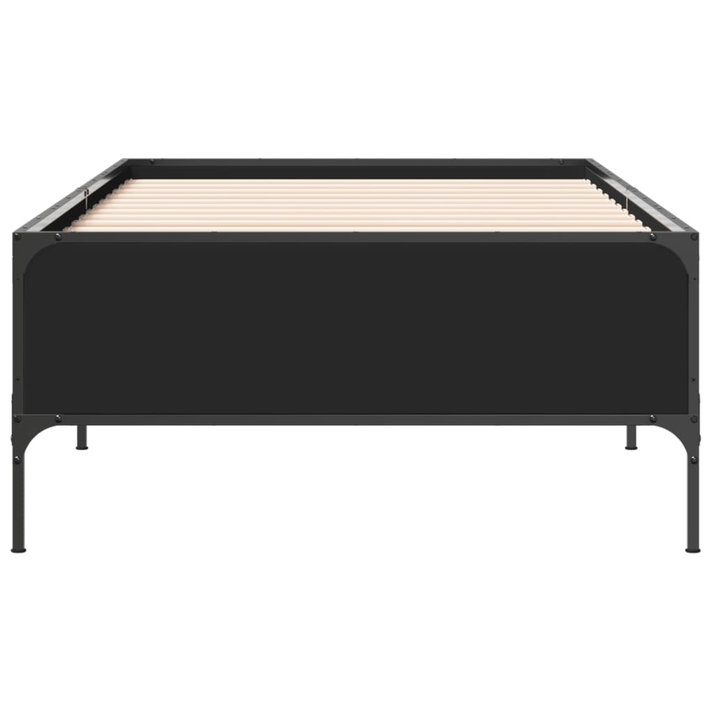 Okvir za krevet crni 90 x 190 cm od konstruiranog drvo i metal