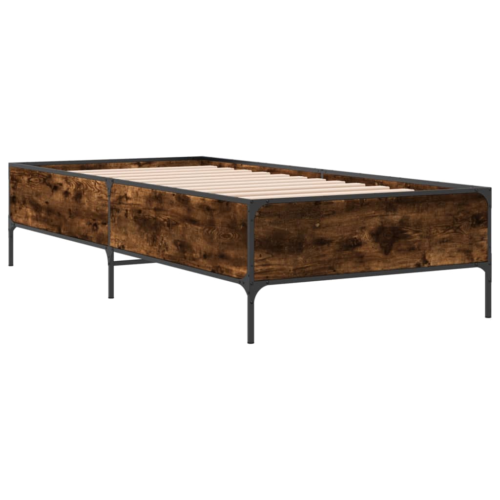 Okvir krevet boja hrasta 90 x 190 cm konstruirano drvo i metal