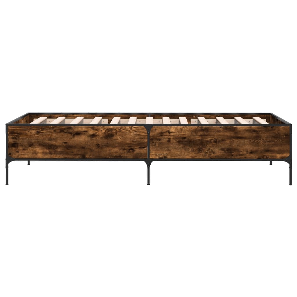 Okvir krevet boja hrasta 90 x 190 cm konstruirano drvo i metal