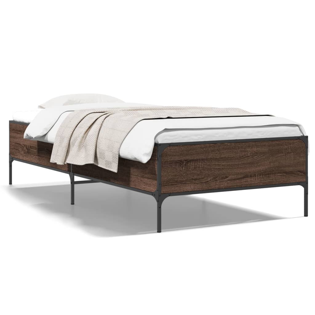 Okvir za krevet smeđi hrast 90x190 cm konstruirano drvo i metal