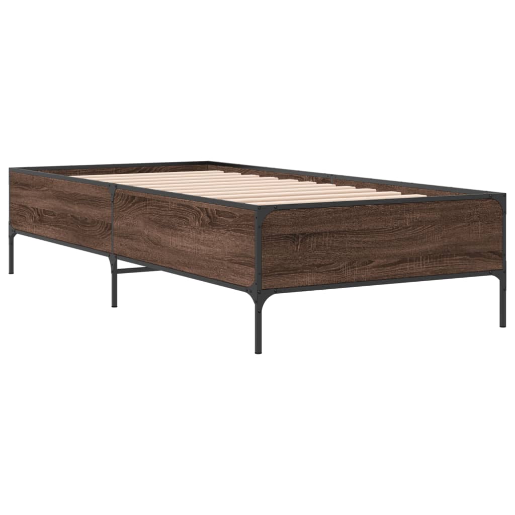 Okvir za krevet smeđi hrast 90x190 cm konstruirano drvo i metal