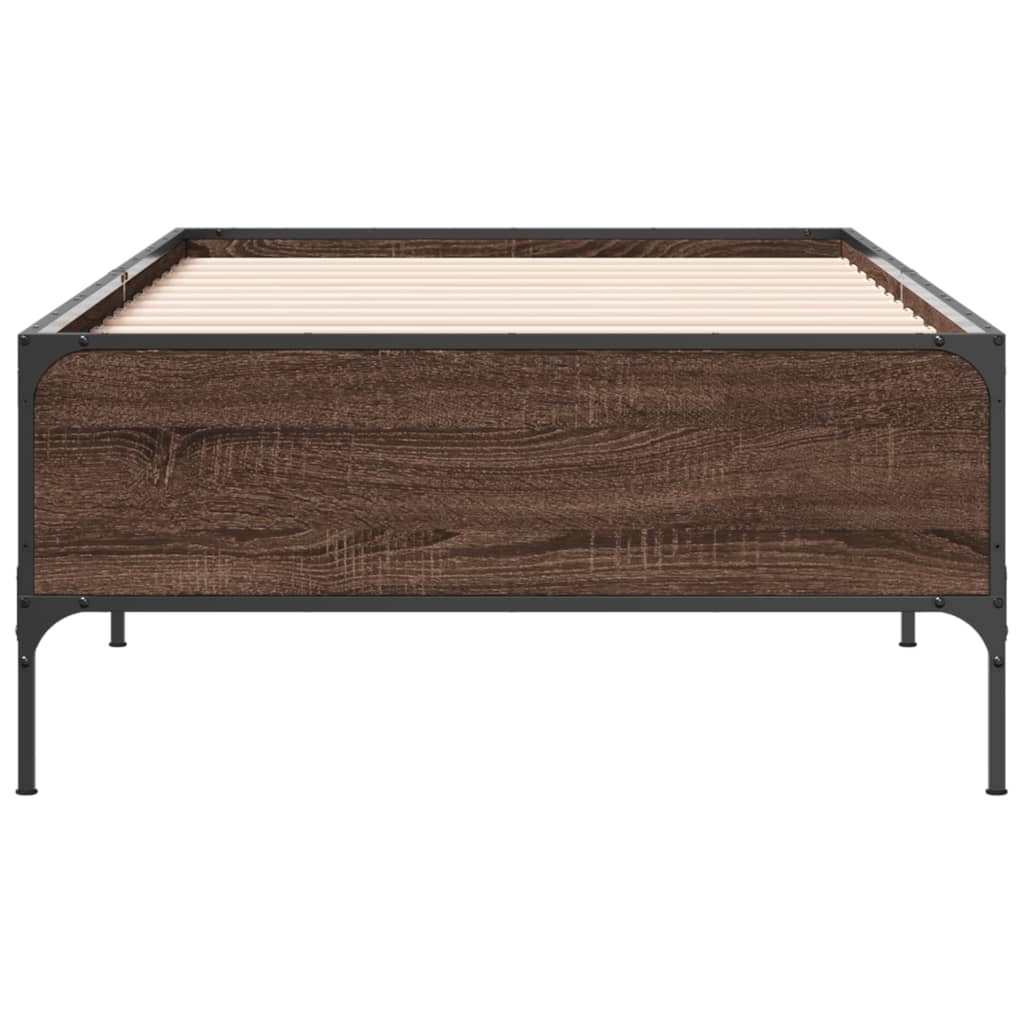 Okvir za krevet smeđi hrast 90x190 cm konstruirano drvo i metal